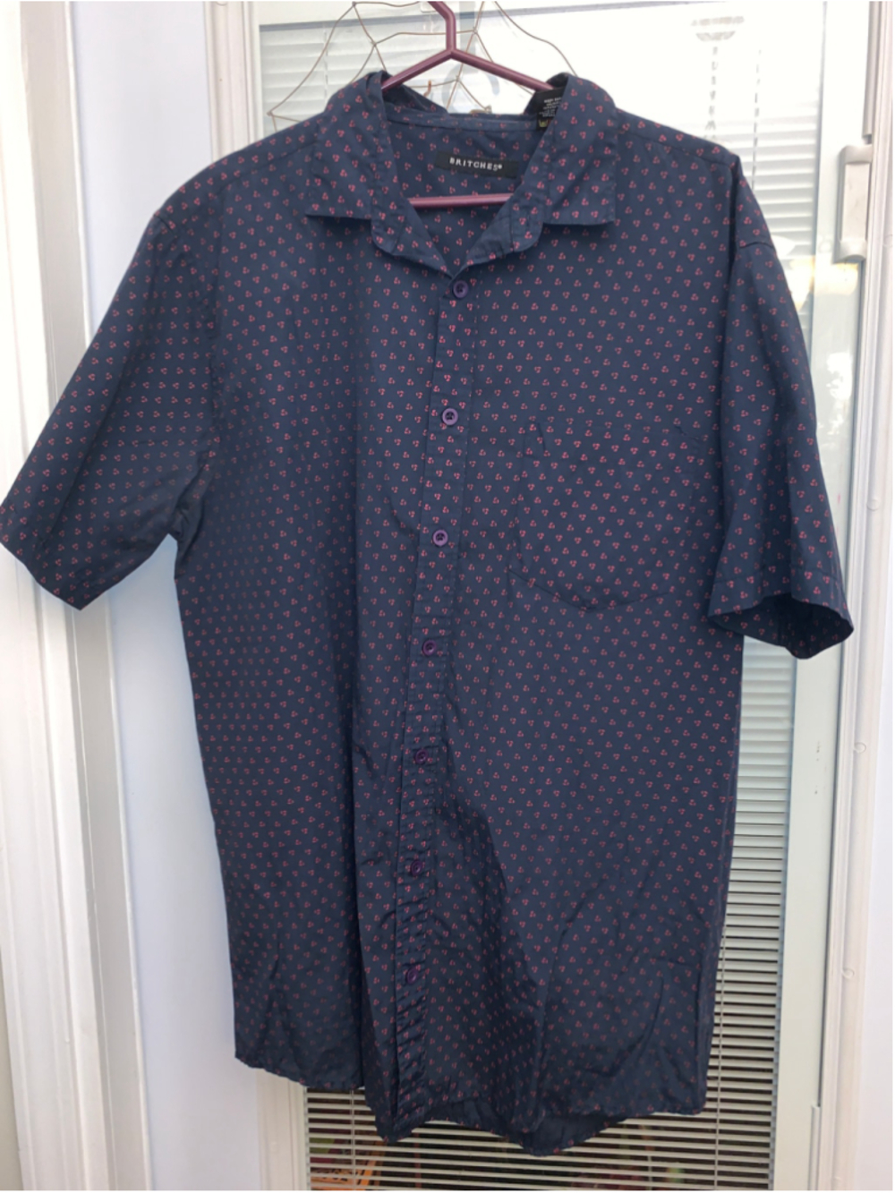 Men's Britches Casual Button Down Shirt Navy Red XLT